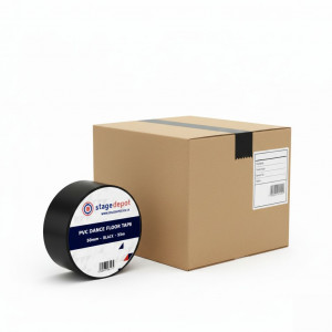 An image of the dance floor black next to a box of 18