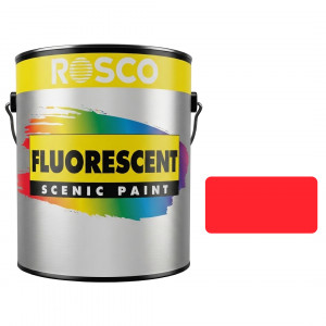 A tub of the Rosco Fluorescent 3.79L Red paint