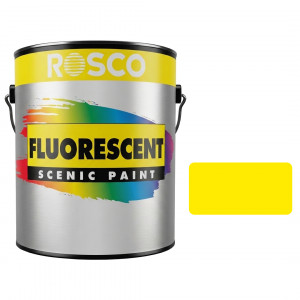 A tub of the Rosco Fluorescent 3.79L Yellow paint