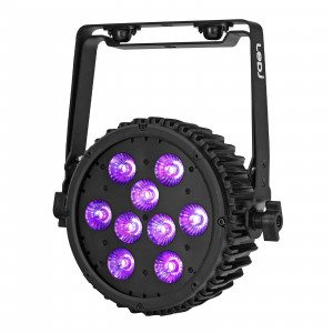 An Image of the 9HEX10 projecting a UV light
