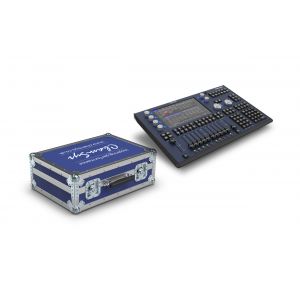 An Image of the ChamSys Flightcase with the MQ50 next to the desk