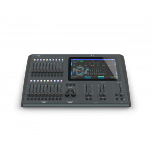 The front of the ChamSys QuickQ 10+ Lighting Controller with larger toucher screen