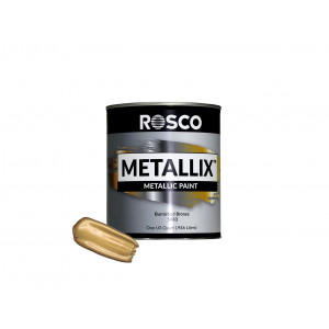 An Image of the Rosco Burnished Bronze paint with a small sample next to the tin