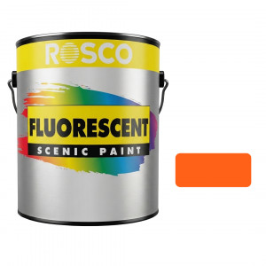 A tub of the Rosco Fluorescent Orange Paint 