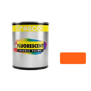 A tub of the Rosco Fluorescent Orange paint