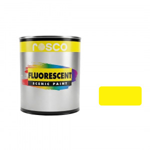 A tub of the Rosco Fluorescent Yellow paint