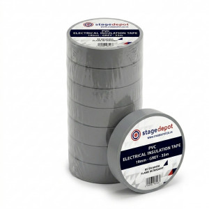 A sleeve of the Stage Depot 19mm PVC tapes with one of the tapes at the front of the tower of stapes