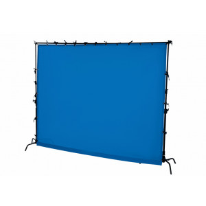 Rosco ChromaDrop Blue Drape shown supported in a frame
