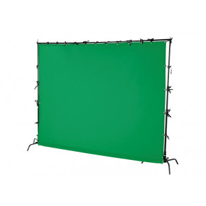 Rosco Chromakey Green Chroma Drop Drapes shown in a supporting metal frame