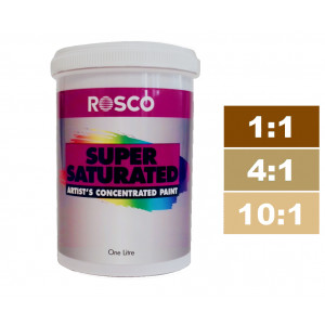 Rosco Supersaturated Paint Raw Sienna 1L. Paint can be diluted to achieve different shades.