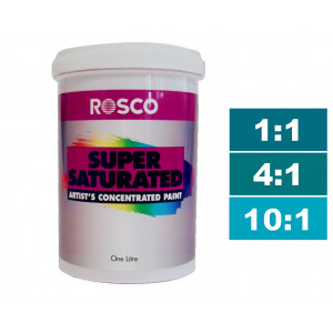 Rosco Supersaturated Paint Turquoise Blue 1L. Paint can be diluted to achieve different shades.