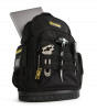 Dirty Rigger backpack with laptop sticking out of the top
